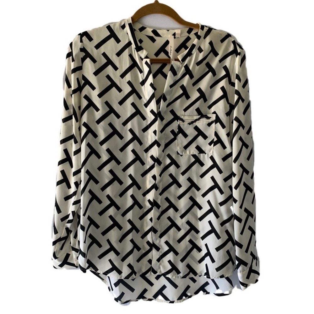 Bellatrix Blouse Black White T Design Sz Large